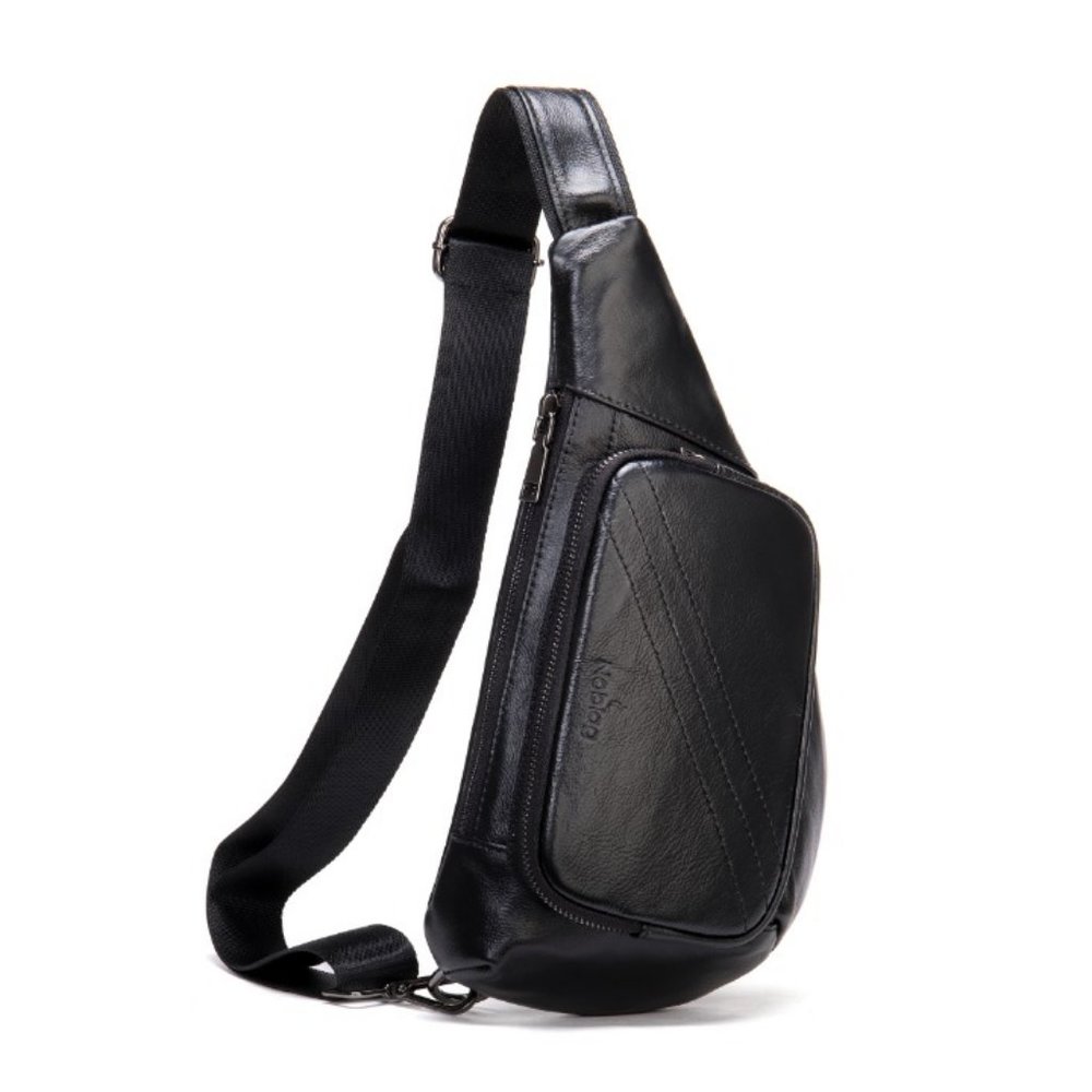 Noblag Black Leather Chest Shoulder Bag